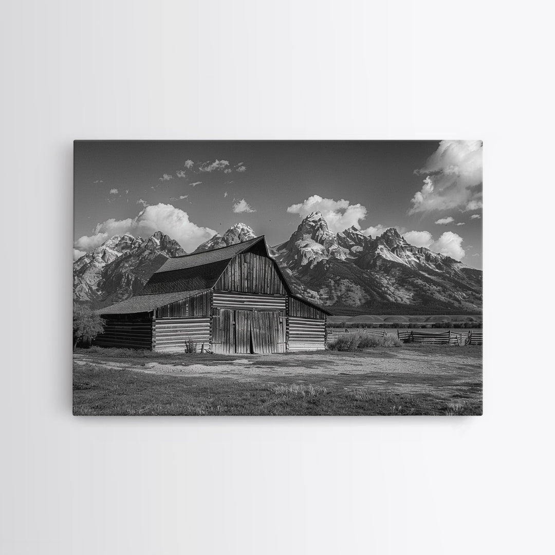 Old Barn Wall Art, Framed Canvas Print or Metal Art, Rustic Homestead Framed Canvas Art, Vintage Old Barn Black and White Wall Art