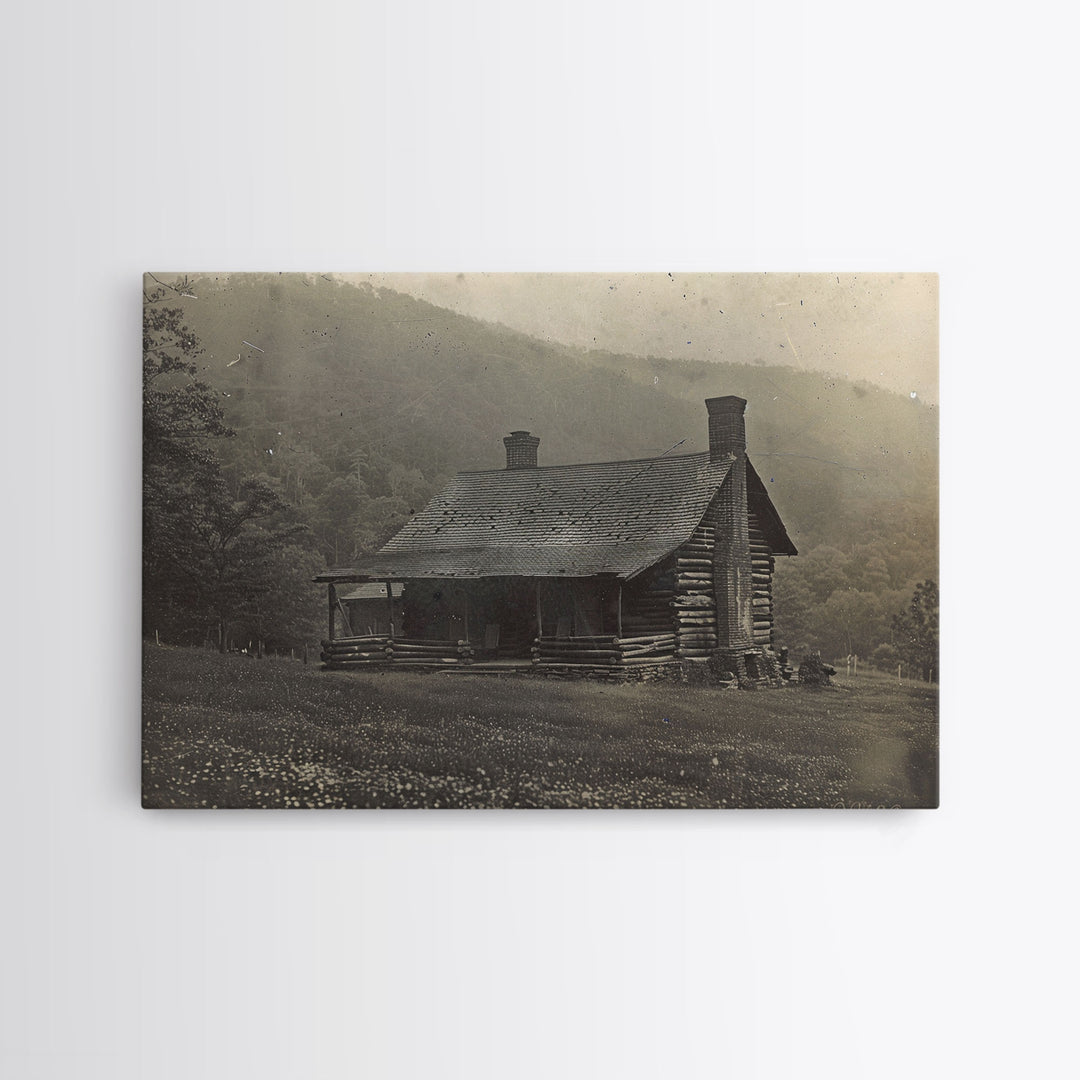 Cabin Wall Art Framed Canvas Print Or Metal Art Print, Pine Forest, Tin Type Photography Style Wall Art, Rustic Farmhouse / Western Decor
