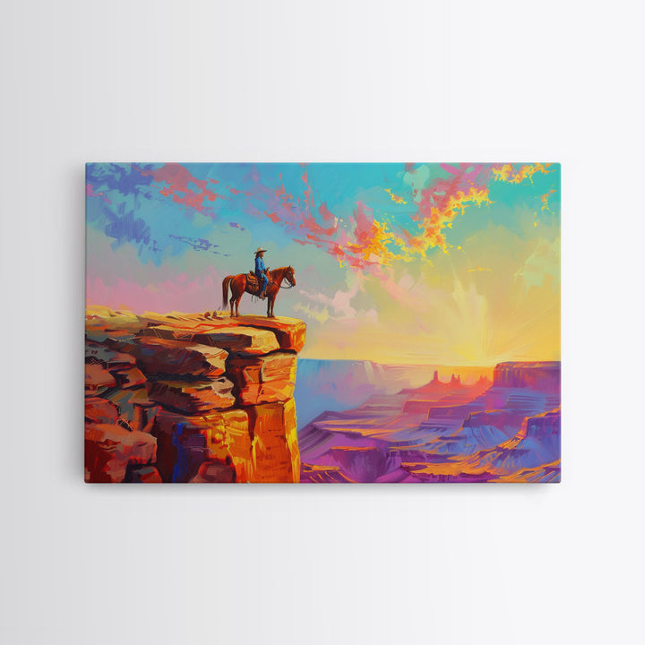 Framed Cowboy Art | 24x36 Wall Art | Equestrian Wall Decor | Western Decor | Southwestern Art | | Retro Wild West | Farmhouse Wall Art