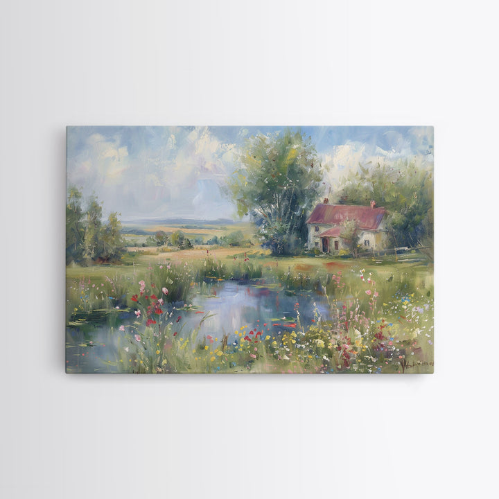 Cottagecore Farmhouse Print, Framed Wall Art, Wood Frame Art, Metal Print, Wall Art, Large Art, Landscape Painting, Country Decor