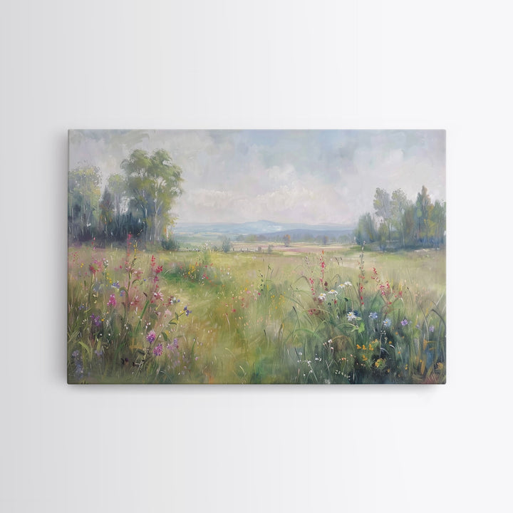 Cottagecore Wildflowers Farmhouse Print, Framed Wall Art, Wood Frame Art, Metal Print, Wall Art, Landscape Painting, Country Decor