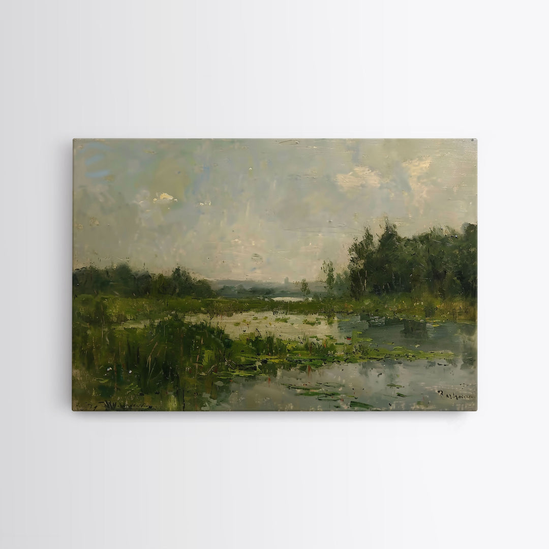 By The Water - Framed Canvas Print, English Landscape, Painting Print On Canvas Or Metal, Living Room Decor