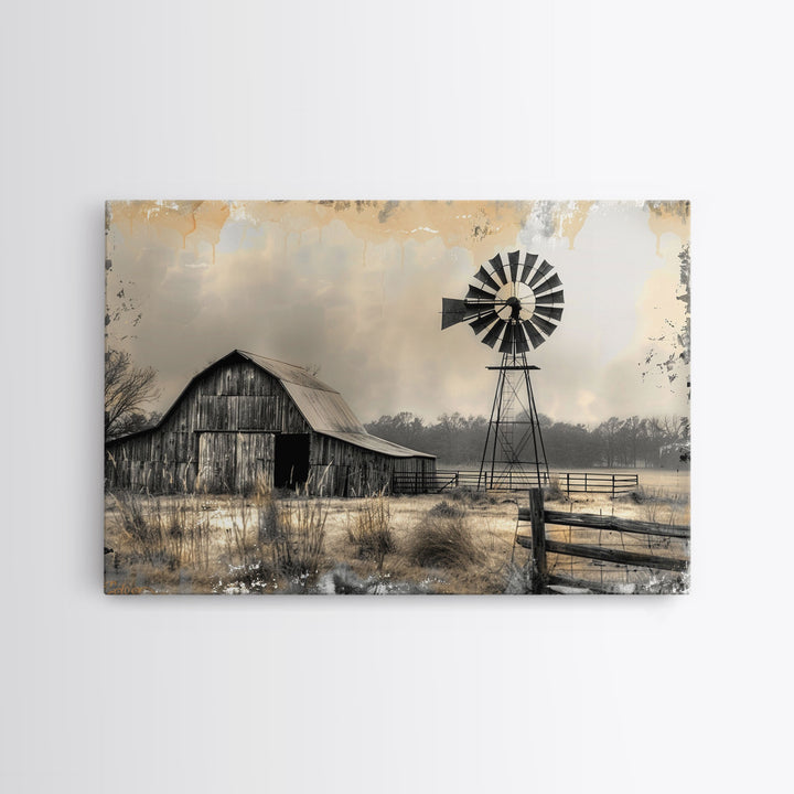Minimalist Farmhouse Barn Wall Art Canvas Print Painting Metal Art Vintage Decor Country Art Frame Art Rustic Primitive Art Old Barn