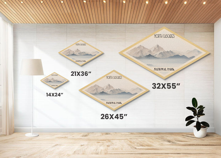 North Cascades National Park Travel Poster Canvas Texture Print, Travel Decor, Midcentury Modern Retro Decor Washington Landscape