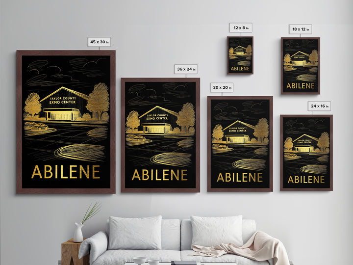 Abilene Texas art, Metallic Gold Print, Travel Art Prints, Metal Art, Wood Framed Art, Adventure Lover Gift, Traveler Gift