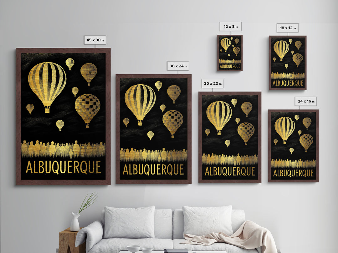 Albuquerque New Mexico art, Metallic Gold Print, Housewarming Gift, Metal Art, Wood Framed Art, Newlywed Travel Gift, Honeymoon Gift