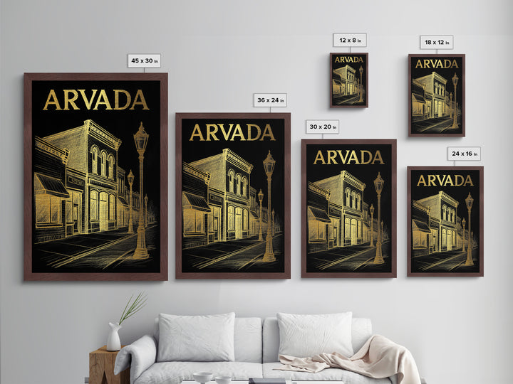Arvada Colorado travel, Metallic Gold Art, Modern Skyline Wall Print, Metal Art, Wood Framed Art, Adventure Lover Gift, Travel Gift