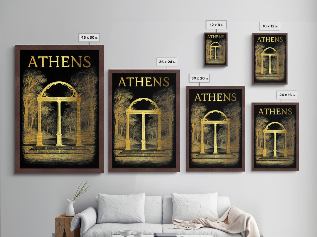 Athens Georgia travel, Metallic Gold Art, Closing Gift, Metal Art, Wood Framed Art, Anniversary Travel Gift, Retirement Travel Gift