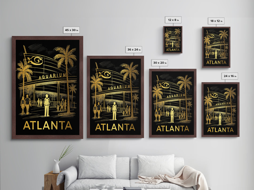 Atlanta Georgia art, Metallic Gold Print, Travel Art Prints, Metal Art, Wood Framed Art, Adventure Lover Gift, Traveler Gift