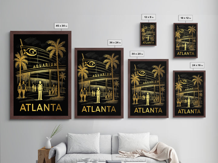Atlanta Georgia art, Metallic Gold Print, Travel Art Prints, Metal Art, Wood Framed Art, Adventure Lover Gift, Traveler Gift