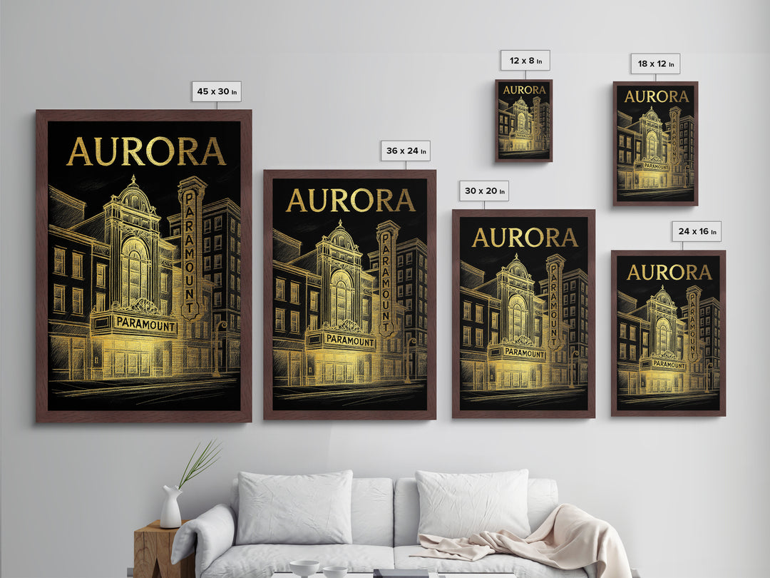 Aurora Colorado art, Metallic Gold Print, Best Friend Gifts, Metal Art, Wood Framed Art, Birthday Travel Gift, Destination Gift