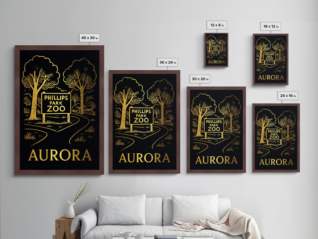 Aurora Illinois art, Metallic Gold Print, Housewarming Gift, Metal Art, Wood Framed Art, Newlywed Travel Gift, Honeymoon Gift