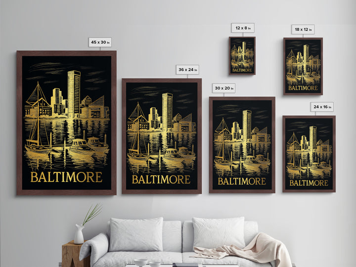 Baltimore Maryland art, Metallic Gold Art, Best Friend Gifts, Metal Art, Wood Framed Art, Birthday Travel Gift, Graduation Travel Gift