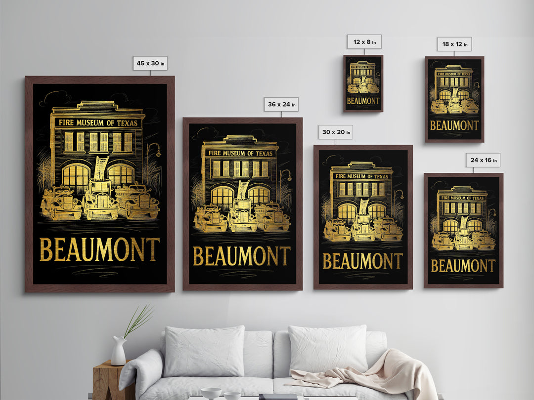 Beaumont Texas art, Metallic Gold Art, Office Decor, Metal Art, Wood Framed Art, Graduation Travel Gift, Destination Gift