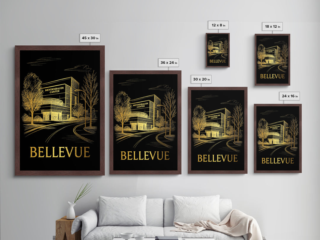Bellevue Washington art, Metallic Gold Art, Travel Art Prints, Metal Art, Wood Framed Art, Wanderlust Gift, Adventure Lover Gift