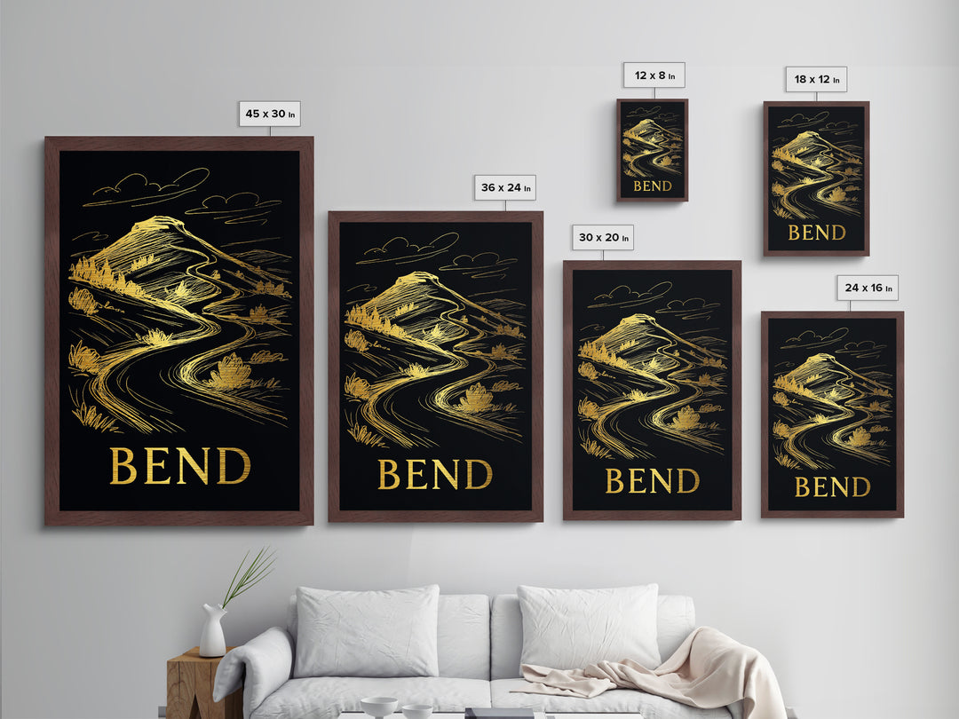 Bend Oregon art, Metallic Gold Art, Modern House Art, Metal Art, Wood Framed Art, Graduation Travel Gift, Travel Gift