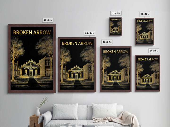 Broken Arrow Oklahoma art, Metallic Gold Art, Travel Art Prints, Metal Art, Wood Framed Art, Adventure Lover Gift, Traveler Gift