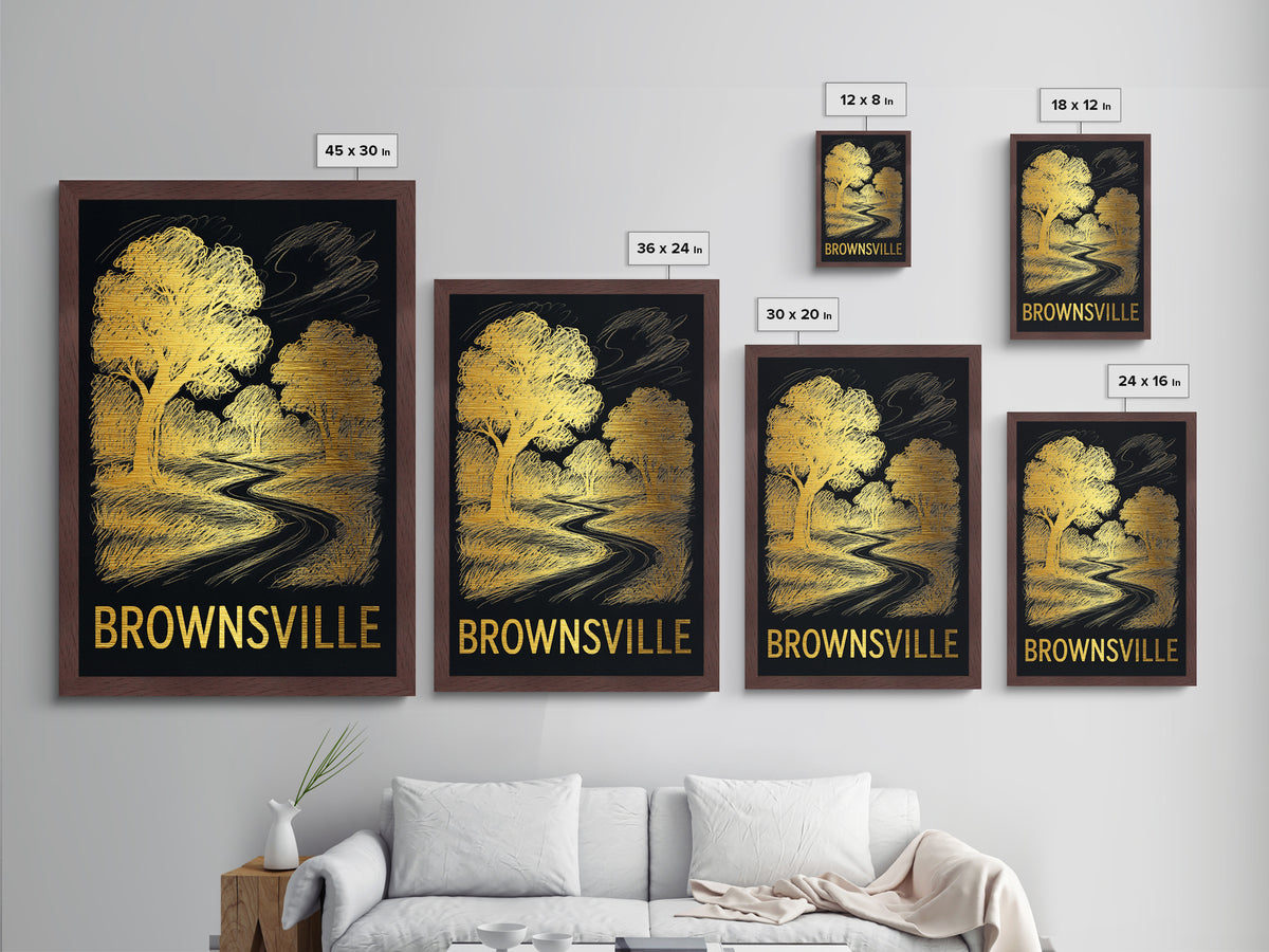 Brownsville Texas art, Metallic Gold Art, Modern House Art, Metal Art, Wood Framed Art, Graduation Travel Gift, Travel Gift