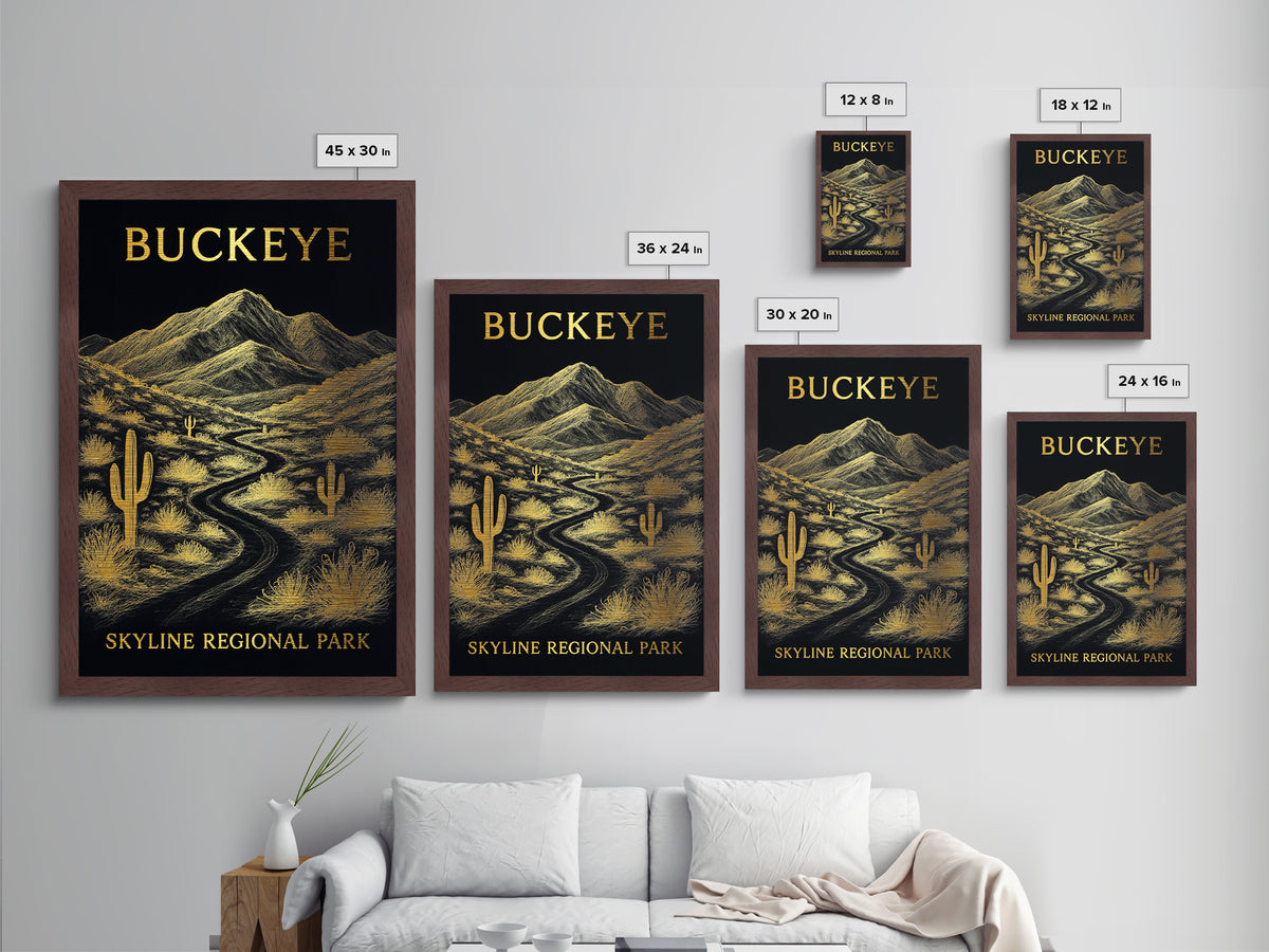 Buckeye Arizona travel, Metallic Gold Print, College Dorm Décor, Metal Art, Wood Framed Art, Graduation Travel Gift, Traveler Gift