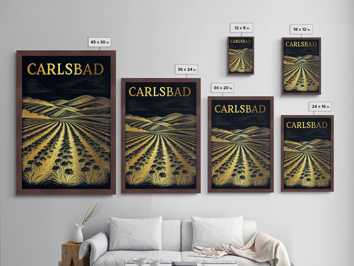 Carlsbad California travel, Metallic Gold Print, College Dorm Décor, Metal Art, Wood Framed Art, Graduation Travel Gift, Traveler Gift