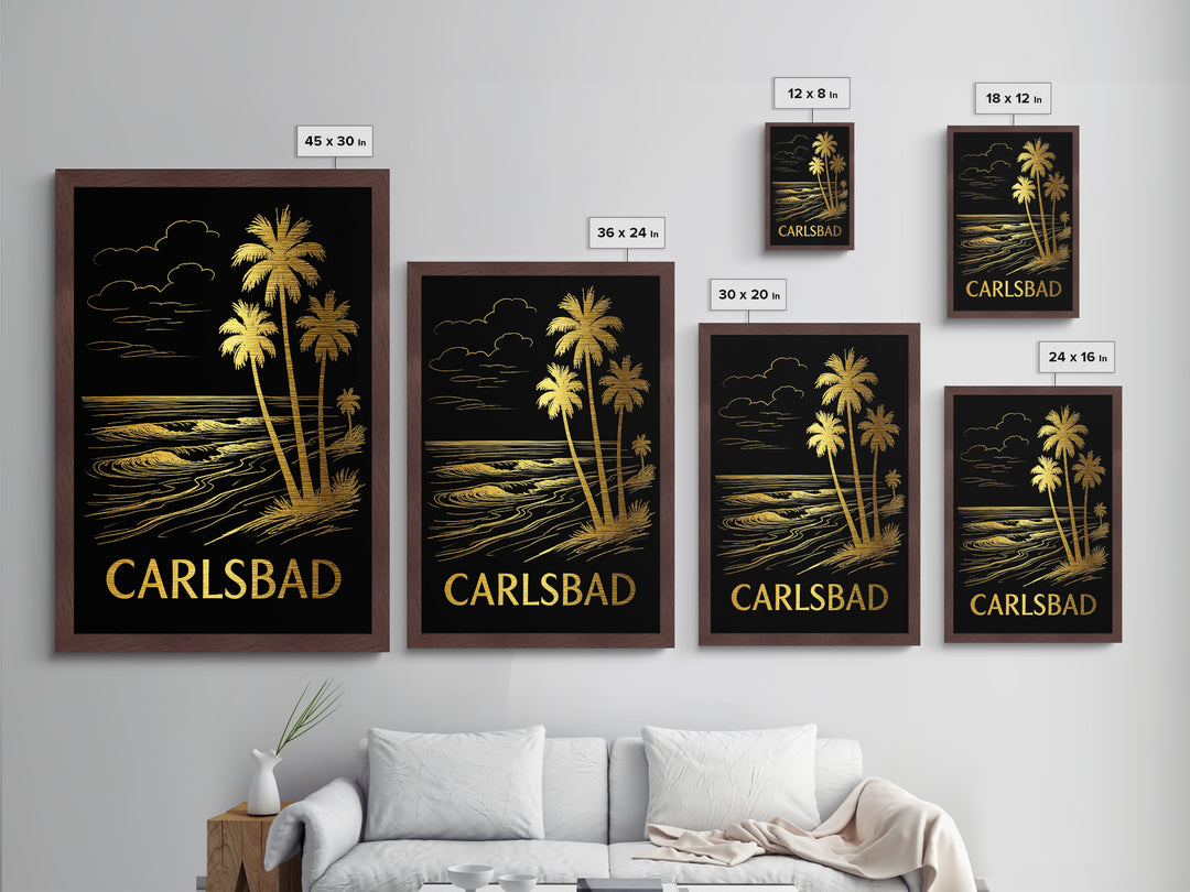 Carlsbad California art, Metallic Gold Art, Best Friend Gifts, Metal Art, Wood Framed Art, Birthday Travel Gift, Destination Gift