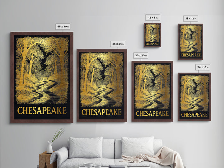 Chesapeake Virginia art, Metallic Gold Art, Best Friend Gifts, Metal Art, Wood Framed Art, Birthday Travel Gift, Destination Gift
