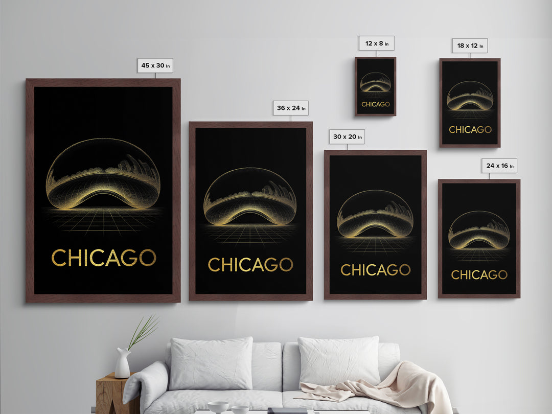 Chicago Illinois art, Metallic Gold Art, Housewarming Gift, Metal Art, Wood Framed Art, Graduation Travel Gift, Destination Gift