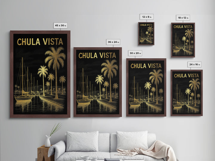 Chula Vista California travel, Metallic Gold Print, Closing Gift, Metal Art, Wood Framed Art, Anniversary Travel Gift, Retirement Travel Gift
