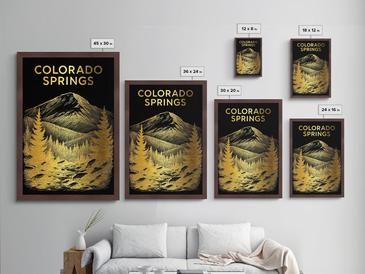 Colorado Springs Colorado travel, Metallic Gold Print, Modern House Art, Metal Art, Wood Framed Art, Wanderlust Gift, Travel Art Prints