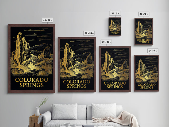 Colorado Springs Colorado art, Metallic Gold Art, Travel Art Prints, Metal Art, Wood Framed Art, Adventure Lover Gift, Traveler Gift