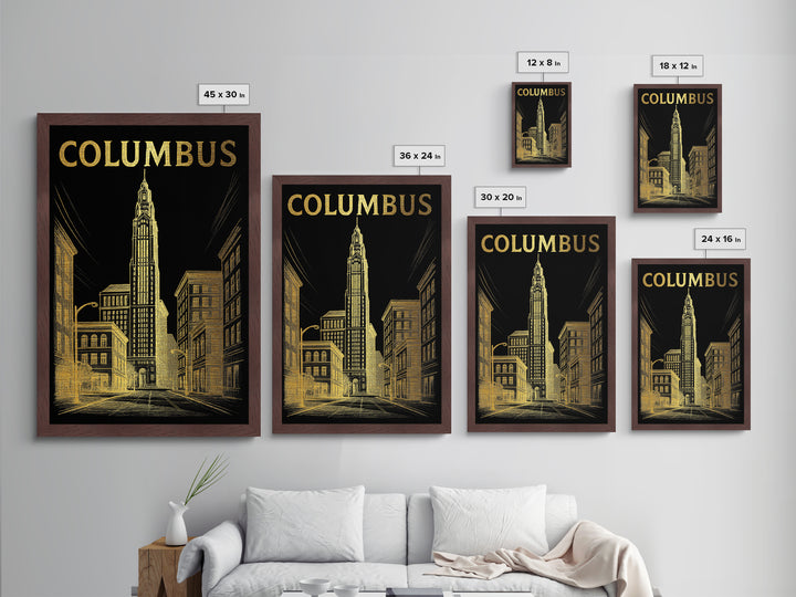 Columbus Georgia travel, Metallic Gold Print, College Dorm Décor, Metal Art, Wood Framed Art, Graduation Travel Gift, Traveler Gift