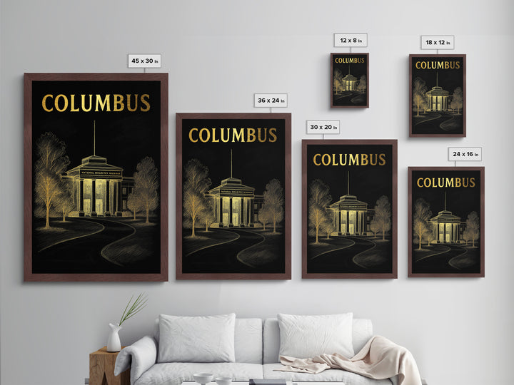 Columbus Georgia art, Metallic Gold Art, Best Friend Gifts, Metal Art, Wood Framed Art, Birthday Travel Gift, Destination Gift