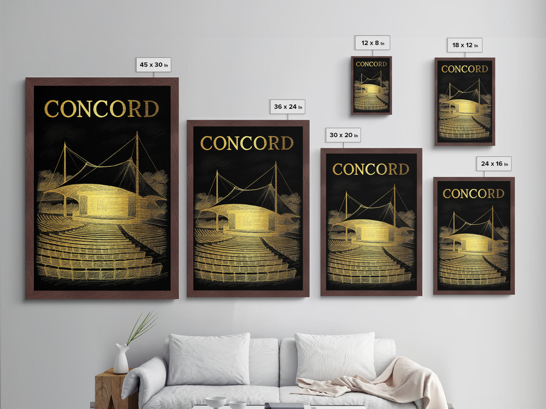 Concord California art, Metallic Gold Art, Office Decor, Metal Art, Wood Framed Art, Graduation Travel Gift, Destination Gift