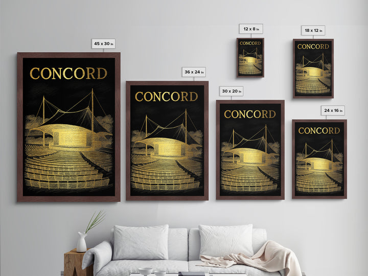 Concord California art, Metallic Gold Art, Office Decor, Metal Art, Wood Framed Art, Graduation Travel Gift, Destination Gift