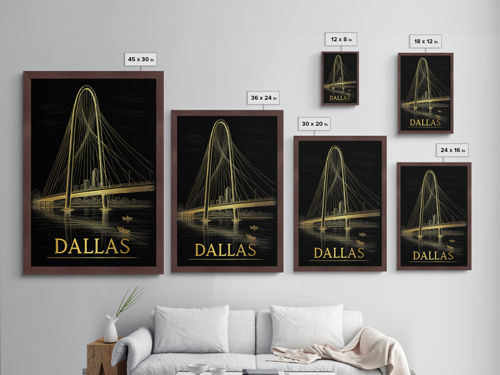 Dallas Texas art, Metallic Gold Art, Office Decor, Metal Art, Wood Framed Art, Graduation Travel Gift, Destination Gift