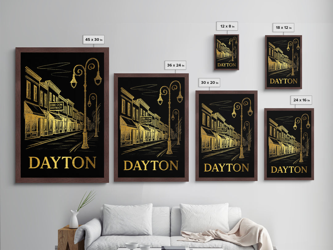 Dayton Ohio art, Metallic Gold Art, Best Friend Gifts, Metal Art, Wood Framed Art, Birthday Travel Gift, Destination Gift