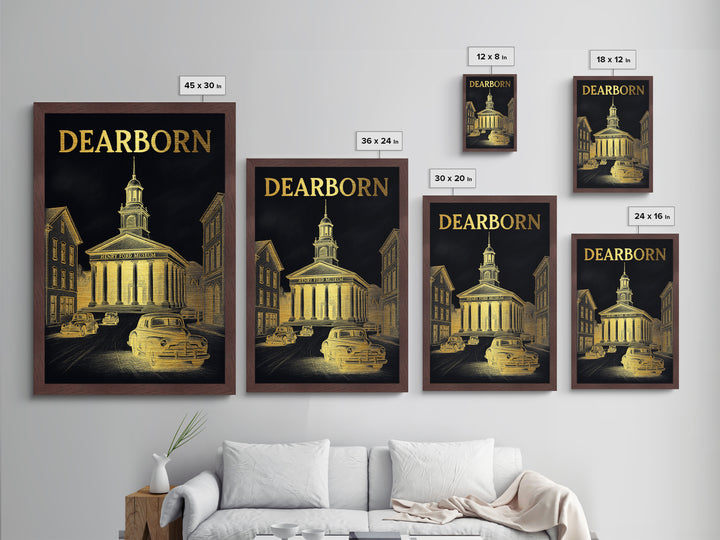 Dearborn Michigan art, Metallic Gold Art, Modern House Art, Metal Art, Wood Framed Art, Graduation Travel Gift, Travel Gift
