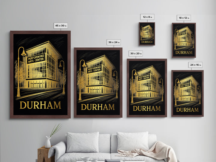 Durham North Carolina art, Metallic Gold Art, Best Friend Gifts, Metal Art, Wood Framed Art, Birthday Travel Gift, Destination Gift
