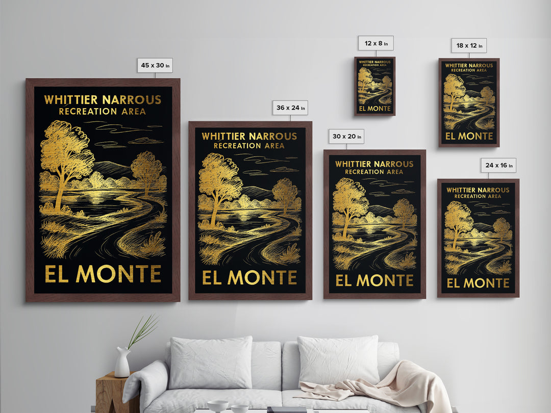 El Monte California art, Metallic Gold Art, Office Decor, Metal Art, Wood Framed Art, Graduation Travel Gift, Destination Gift