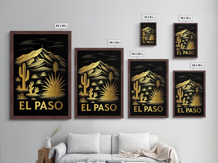 El Paso Texas art, Metallic Gold Art, Travel Art Prints, Metal Art, Wood Framed Art, Adventure Lover Gift, Traveler Gift
