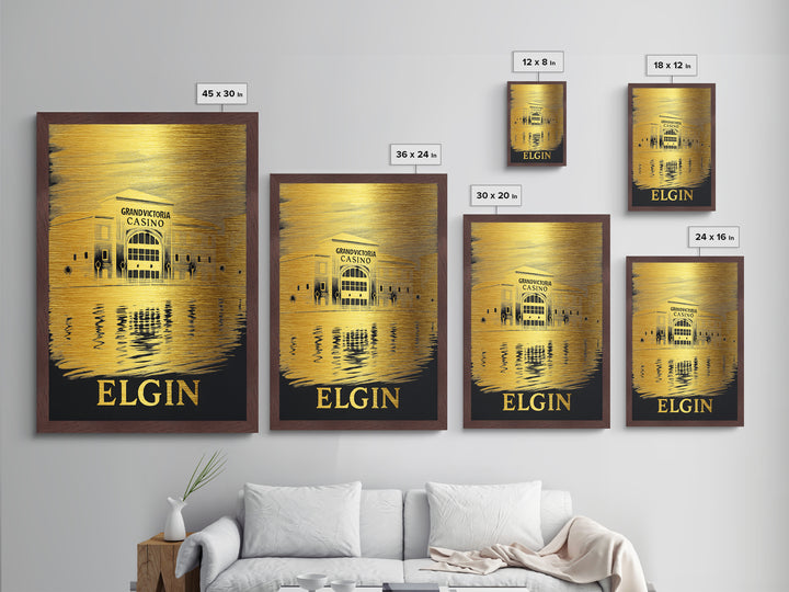 Elgin Illinois art, Metallic Gold Art, Modern House Art, Metal Art, Wood Framed Art, Graduation Travel Gift, Travel Gift