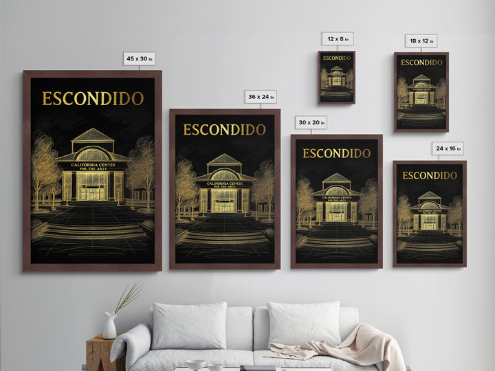 Escondido California travel, Metallic Gold Print, Modern House Art, Metal Art, Wood Framed Art, Traveler Gift, Destination Gift