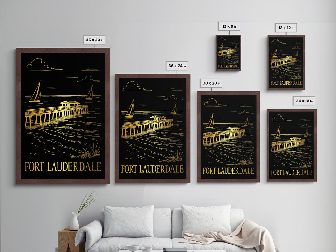 Fort Lauderdale Florida art, Metallic Gold Art, Best Friend Gifts, Metal Art, Wood Framed Art, Birthday Travel Gift