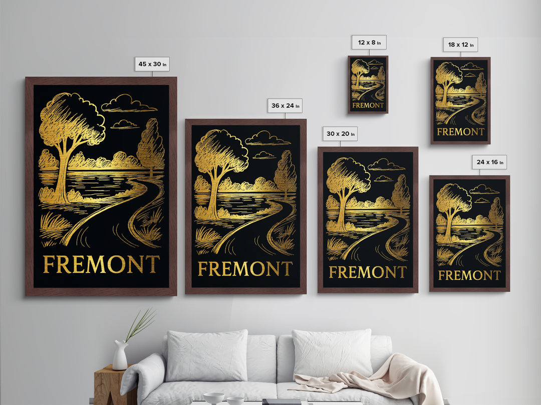 Fremont California art, Metallic Gold Art, Travel Art Prints, Metal Art, Wood Framed Art, Adventure Lover Gift