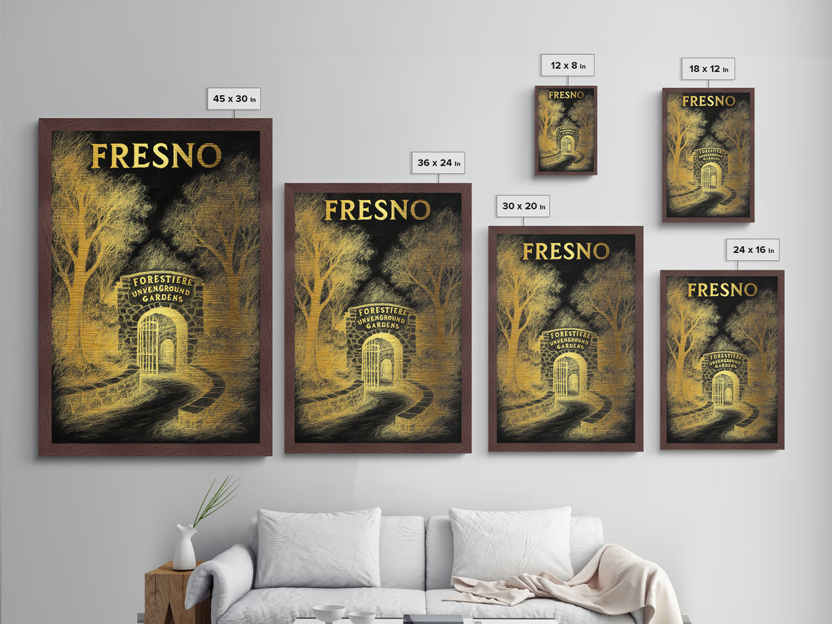 Fresno California travel, Metallic Gold Print, Modern House Art, Metal Art, Wood Framed Art, Traveler Gift