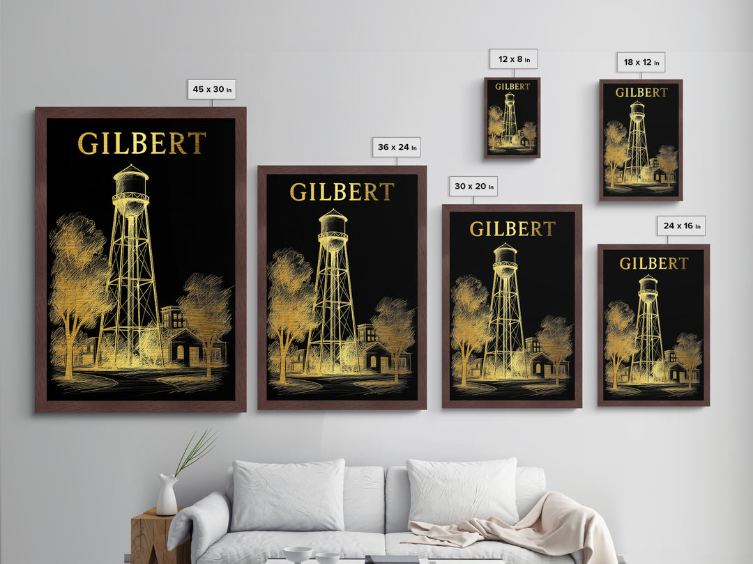 Gilbert Arizona travel, Metallic Gold Print, College Dorm Décor, Metal Art, Wood Framed Art, Graduation Travel Gift