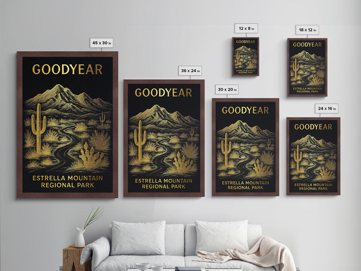 Goodyear Arizona travel, Metallic Gold Print, Modern House Art, Metal Art, Wood Framed Art, Wanderlust Gift