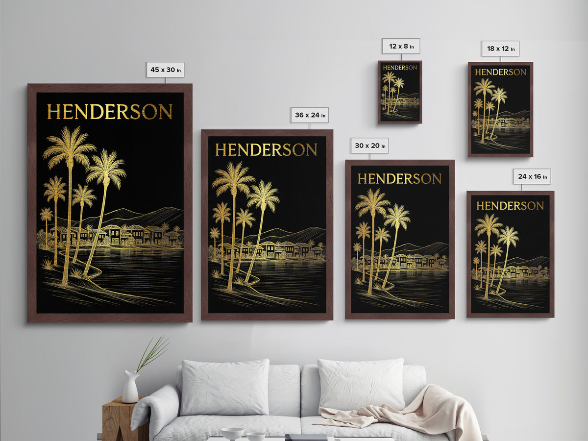 Henderson Nevada travel, Metallic Gold Print, College Dorm Décor, Metal Art, Wood Framed Art, Graduation Travel Gift, Traveler Gift