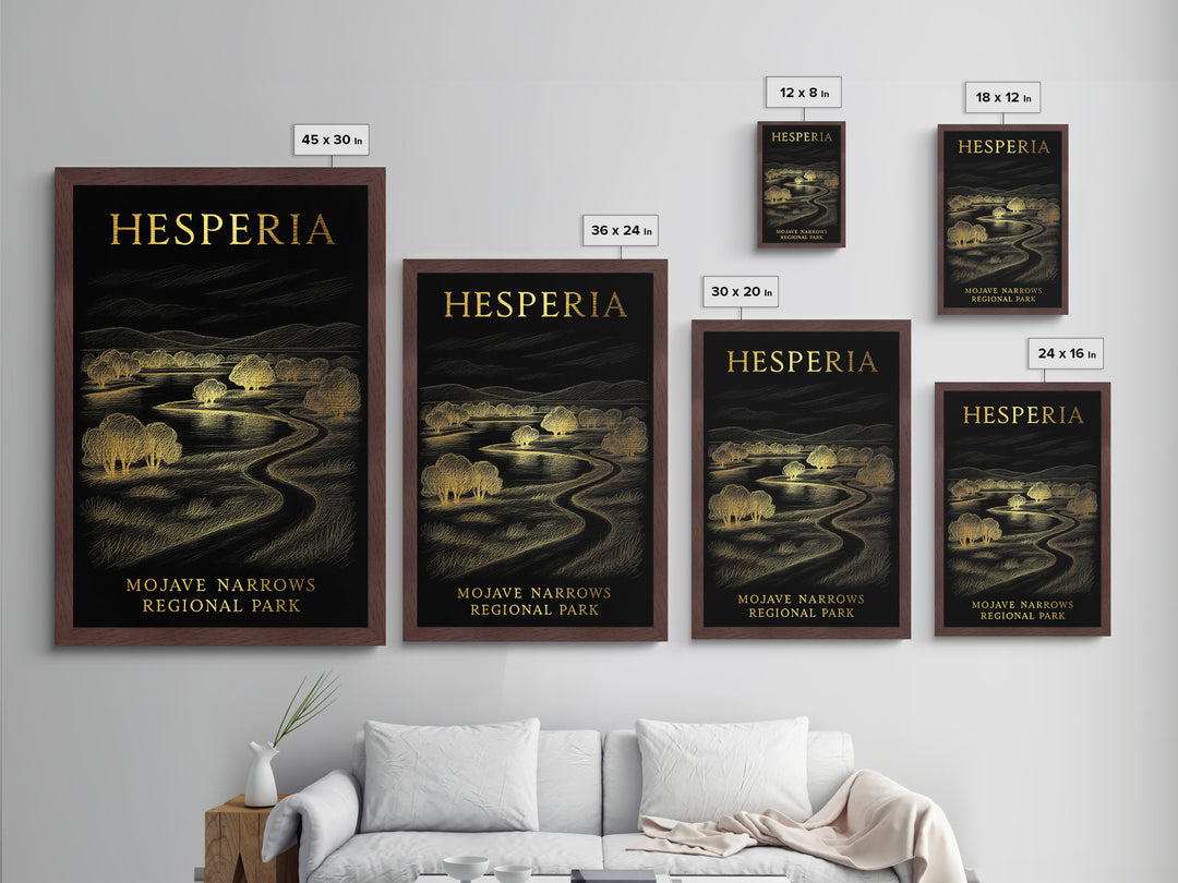 Hesperia California travel, Metallic Gold Print, Modern Skyline Wall Print, Metal Art, Wood Framed Art, Adventure Lover Gift, Travel Gift