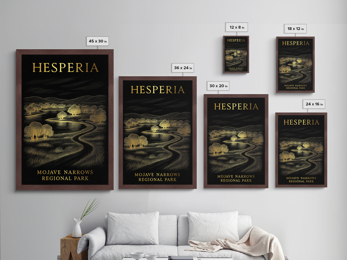 Hesperia California travel, Metallic Gold Print, Modern Skyline Wall Print, Metal Art, Wood Framed Art, Adventure Lover Gift, Travel Gift
